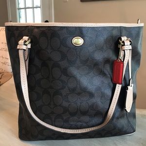 Authentic Coach Tote Bag Dark Brown & Tan